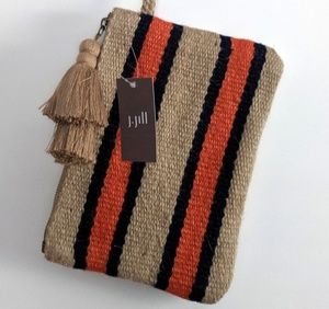 NWT JJill tassle jute clutch